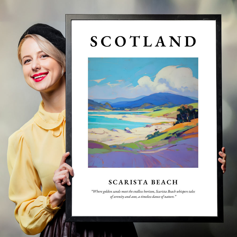 Person holding a poster of Scarista Beach