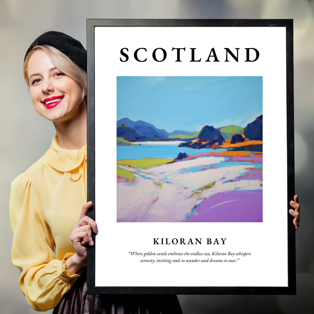 Person holding a poster of Kiloran Bay
