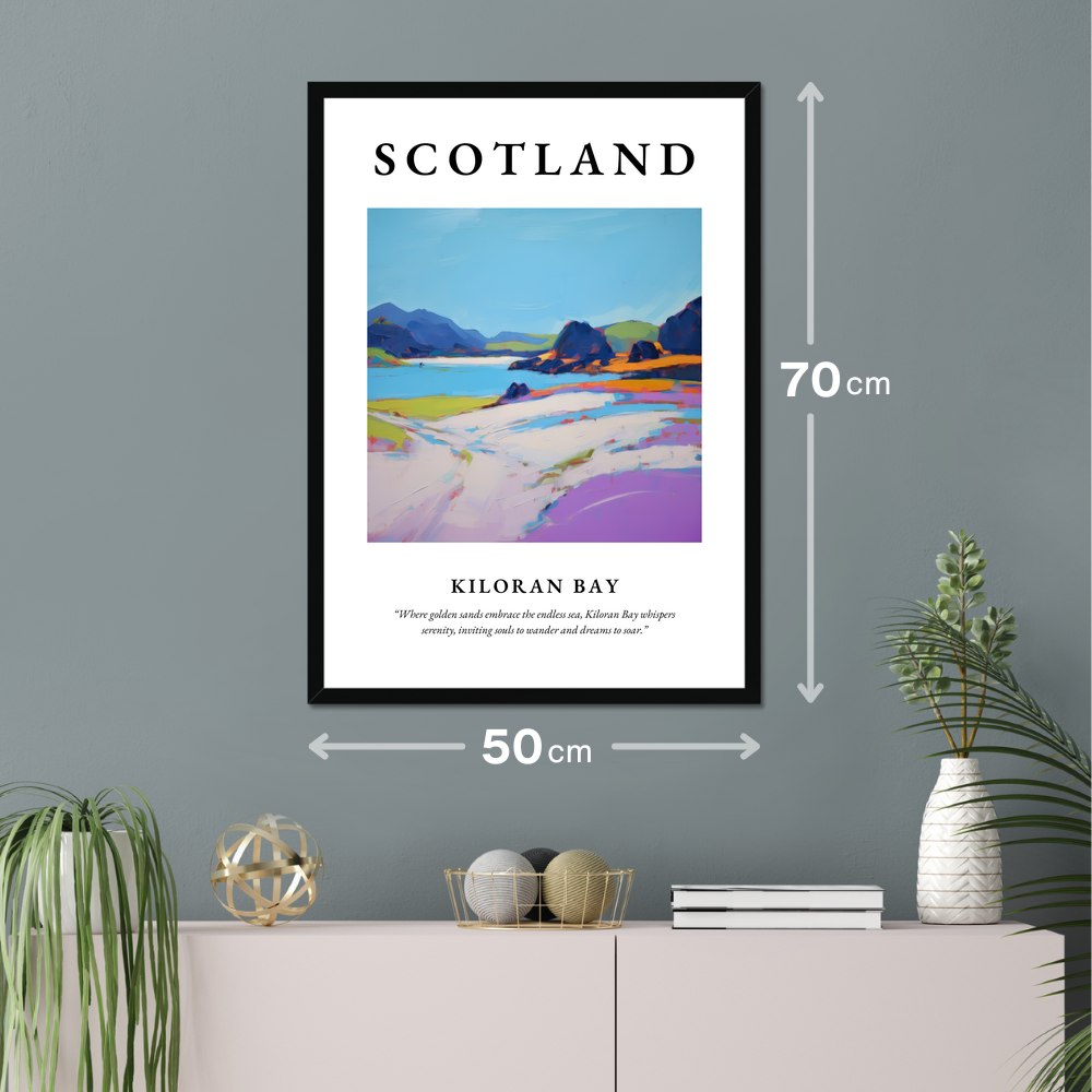 Poster of Kiloran Bay hanging on a wall