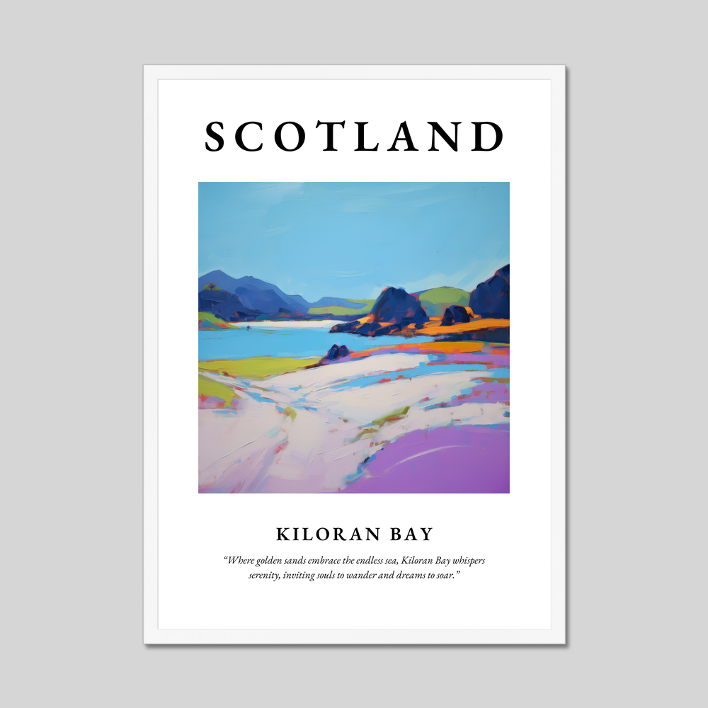 Poster in a white frame with the word Scotland