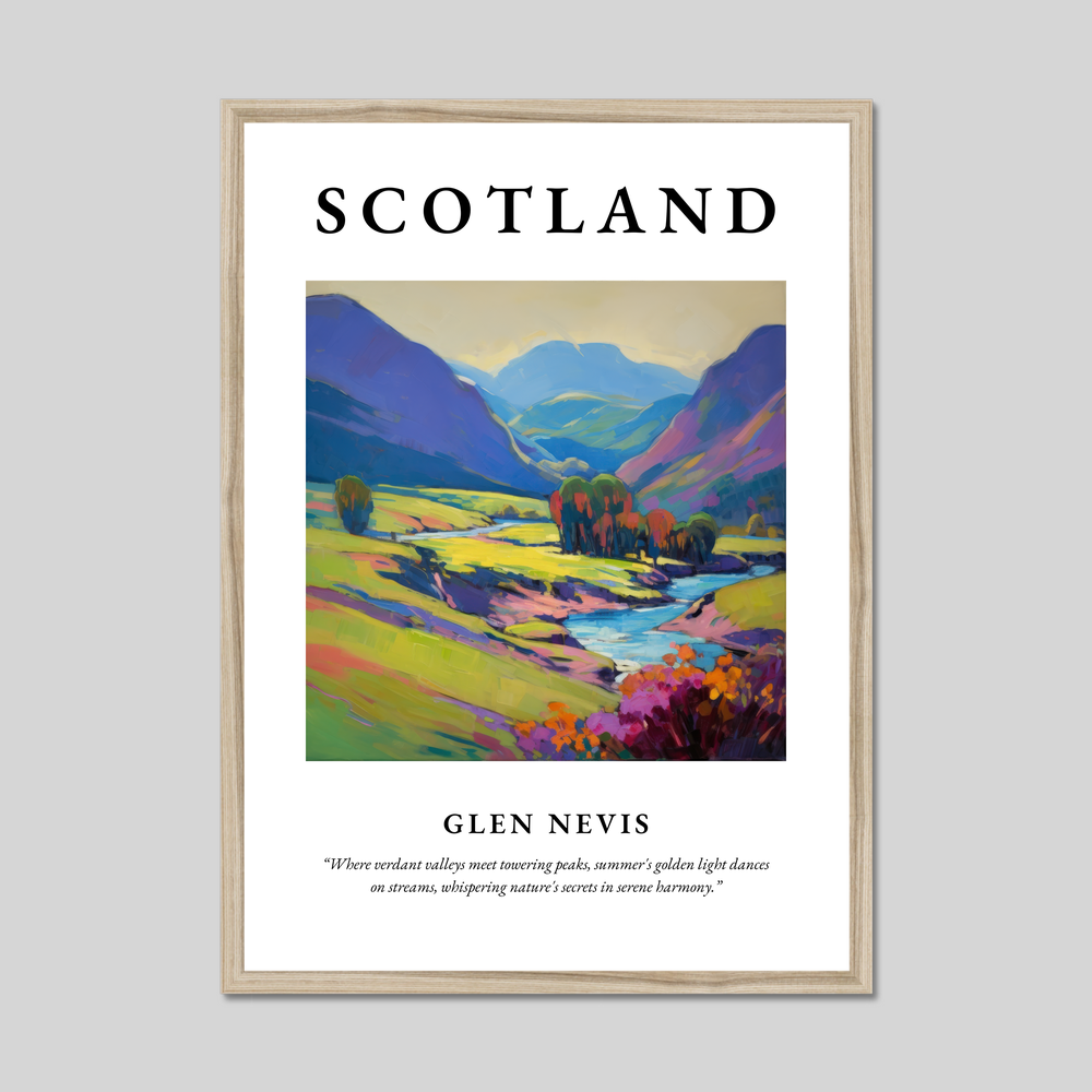 Poster in a natural frame with the word Scotland