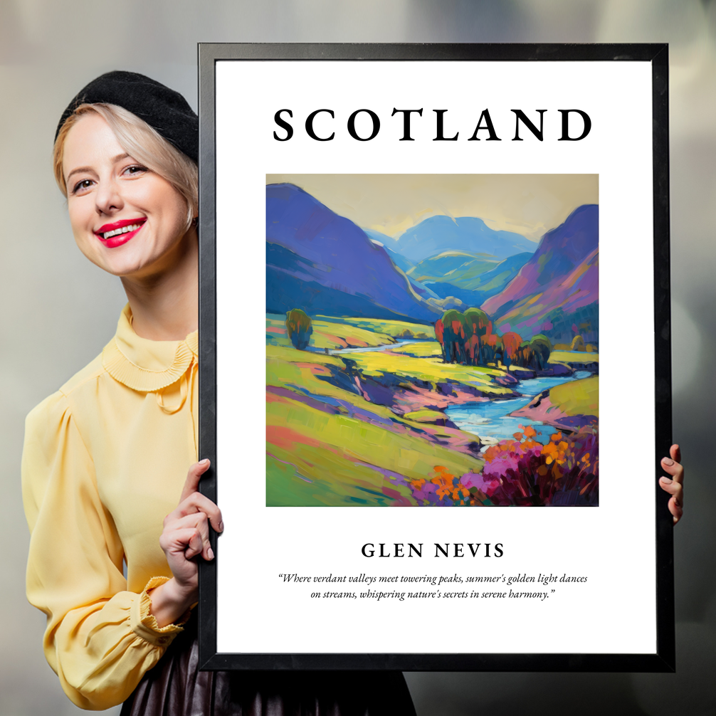 Person holding a poster of Glen Nevis