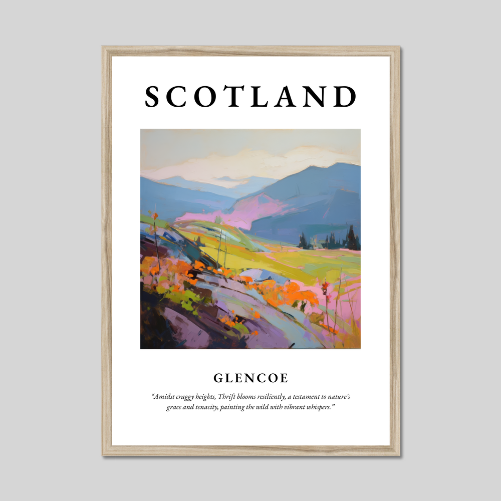 Poster in a natural frame with the word Scotland