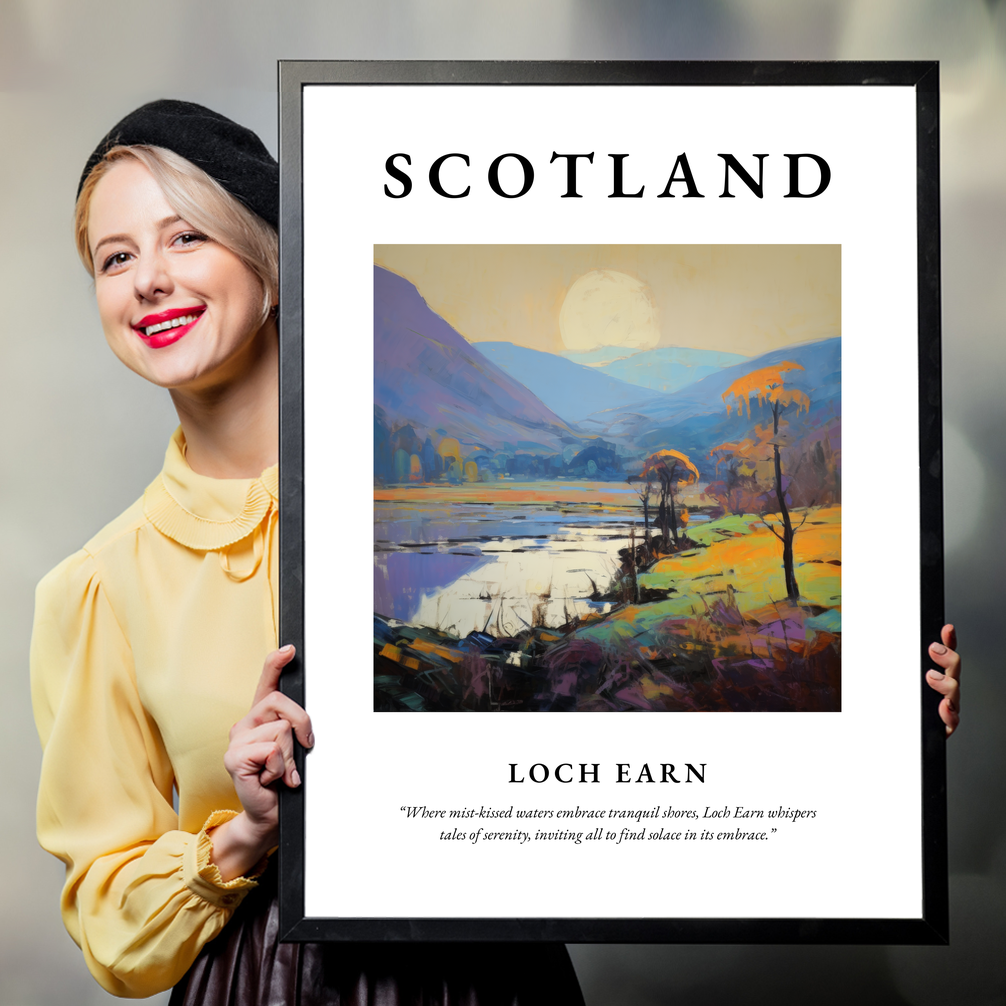 Person holding a poster of Loch Earn