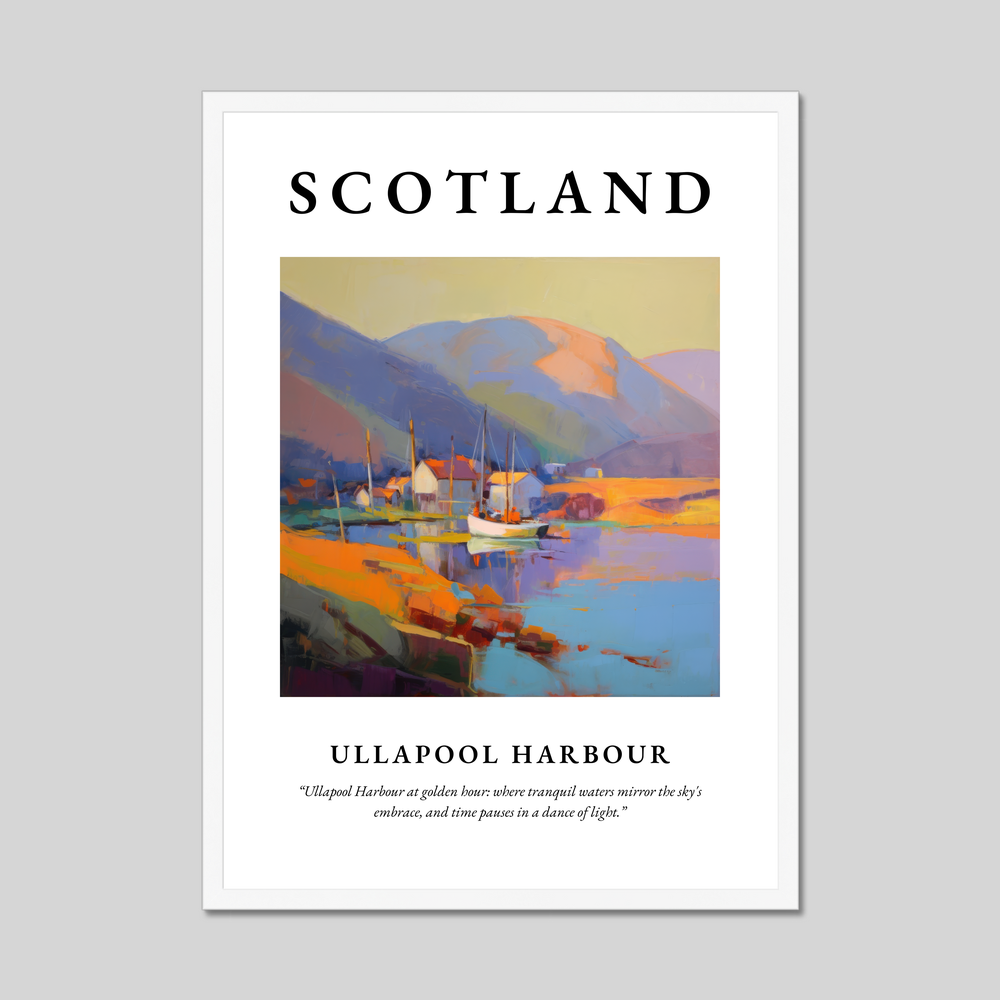Poster in a white frame with the word Scotland