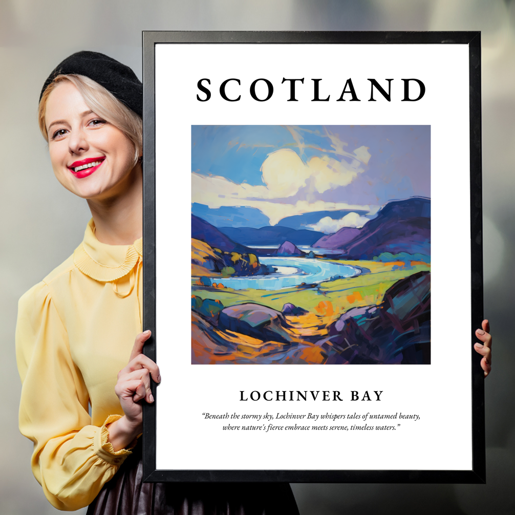 Person holding a poster of Lochinver Bay