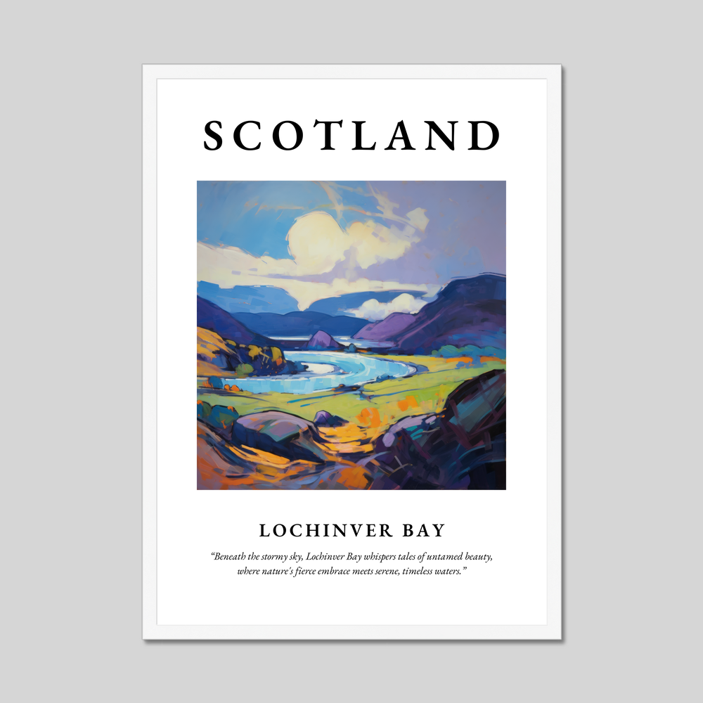 Poster in a white frame with the word Scotland