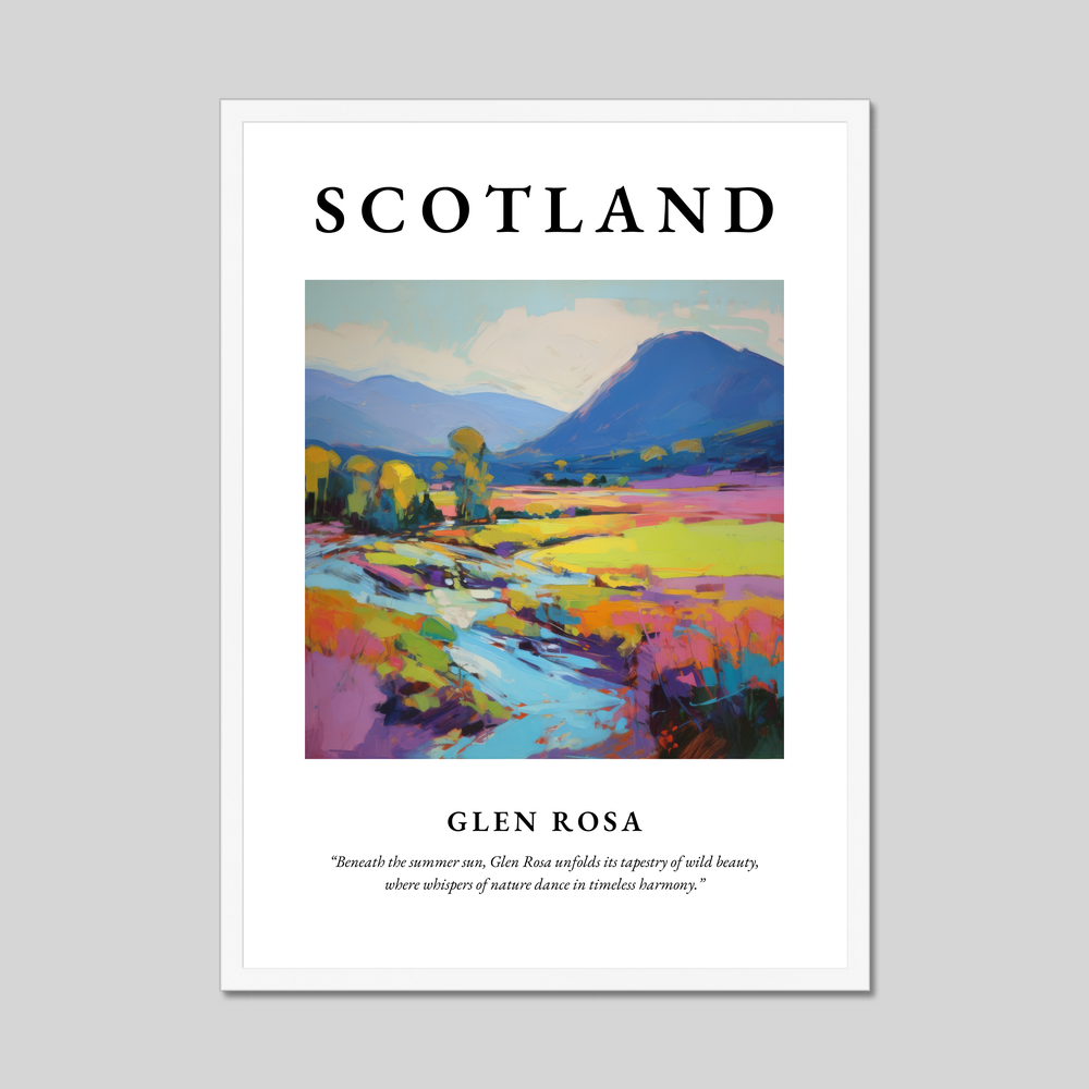 Poster in a white frame with the word Scotland