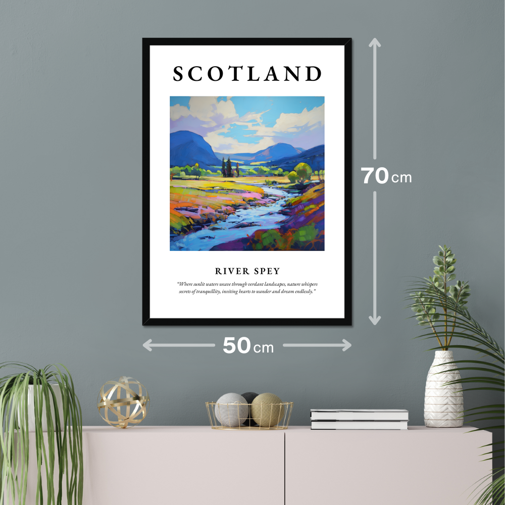 Poster of River Spey hanging on a wall