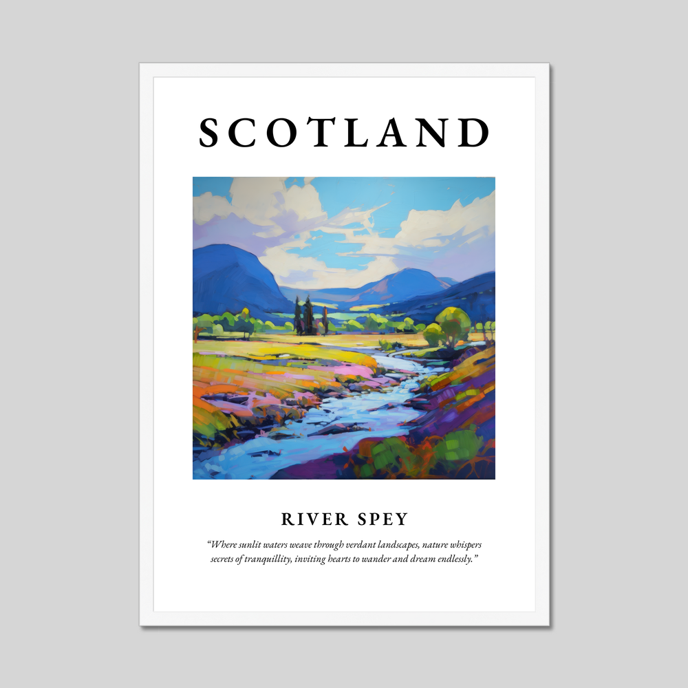 Poster in a white frame with the word Scotland