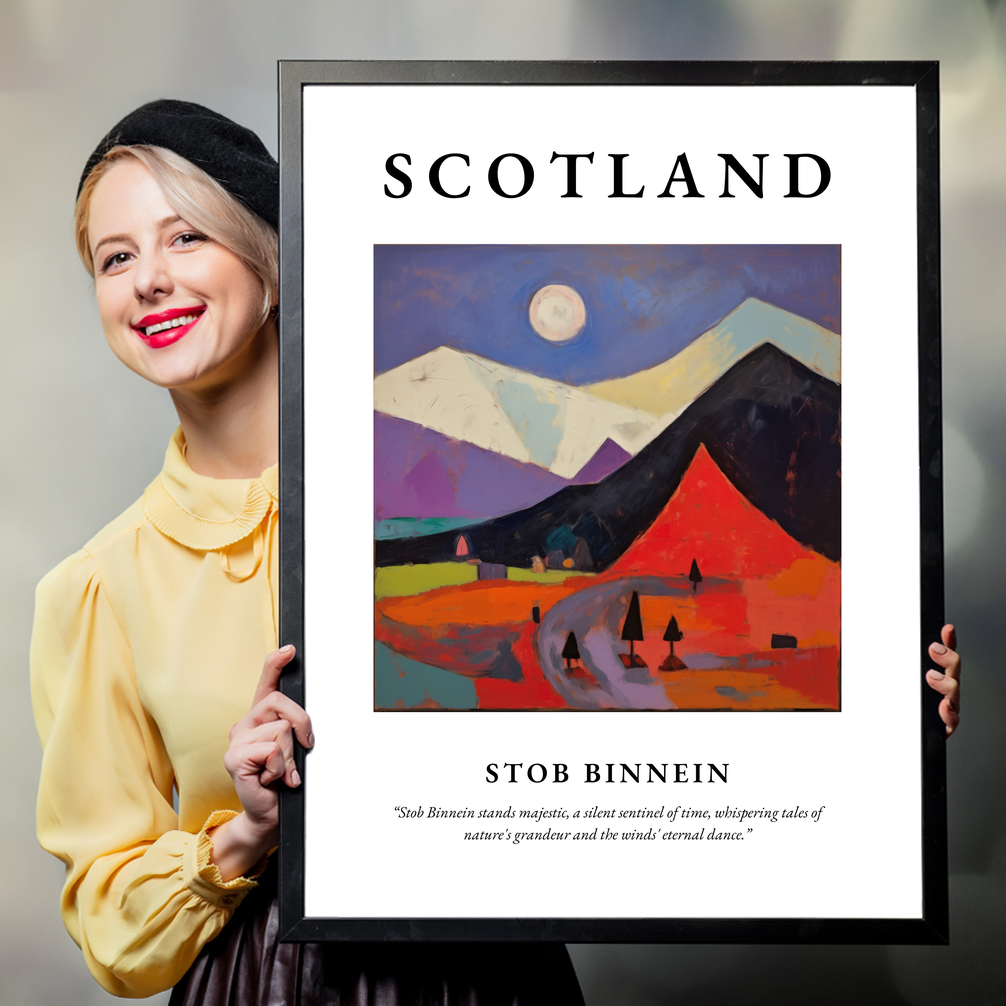 Person holding a poster of Stob Binnein