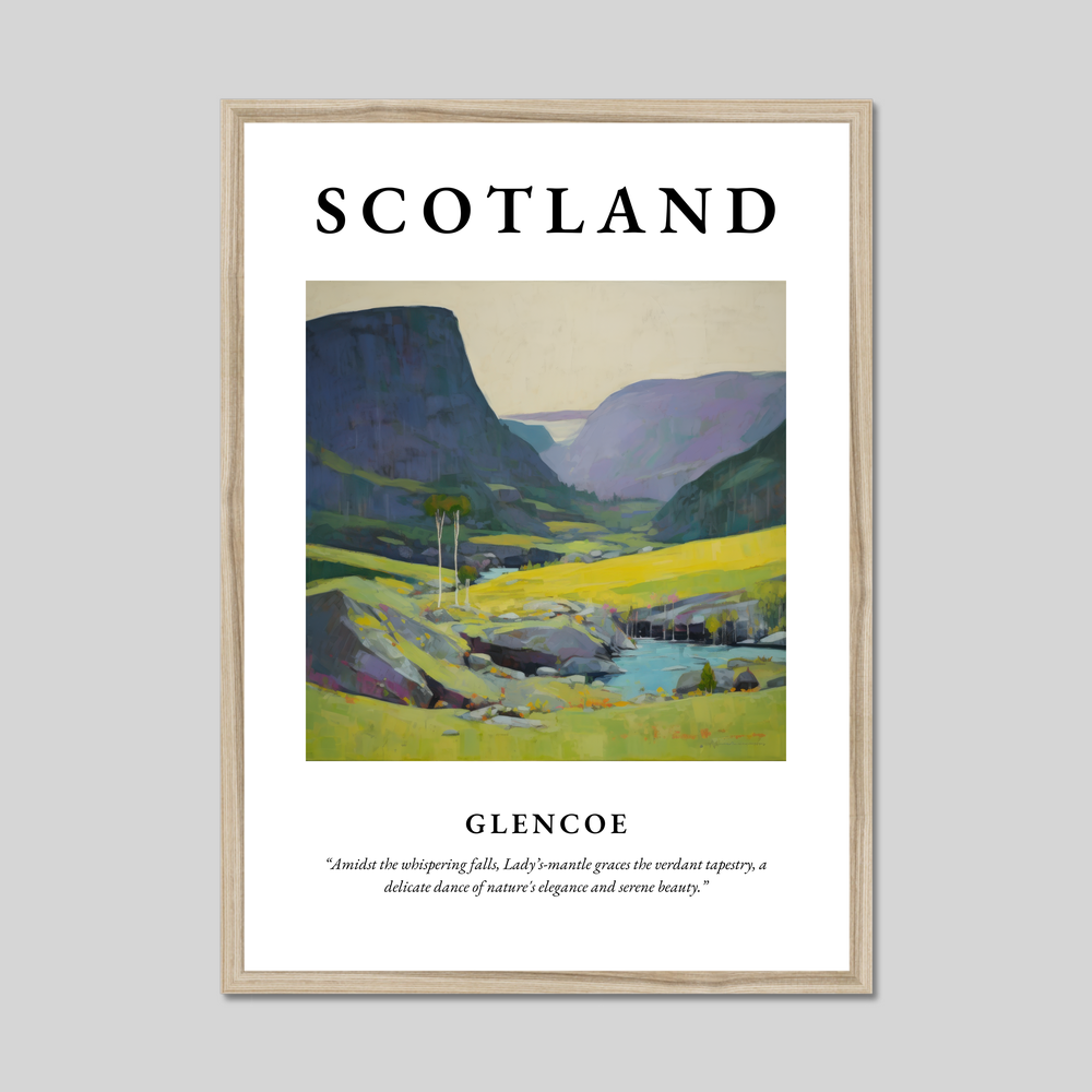 Poster in a natural frame with the word Scotland