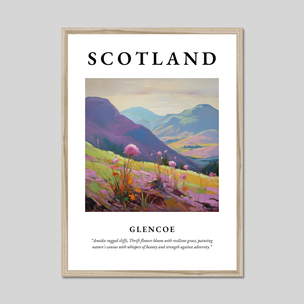 Poster in a natural frame with the word Scotland