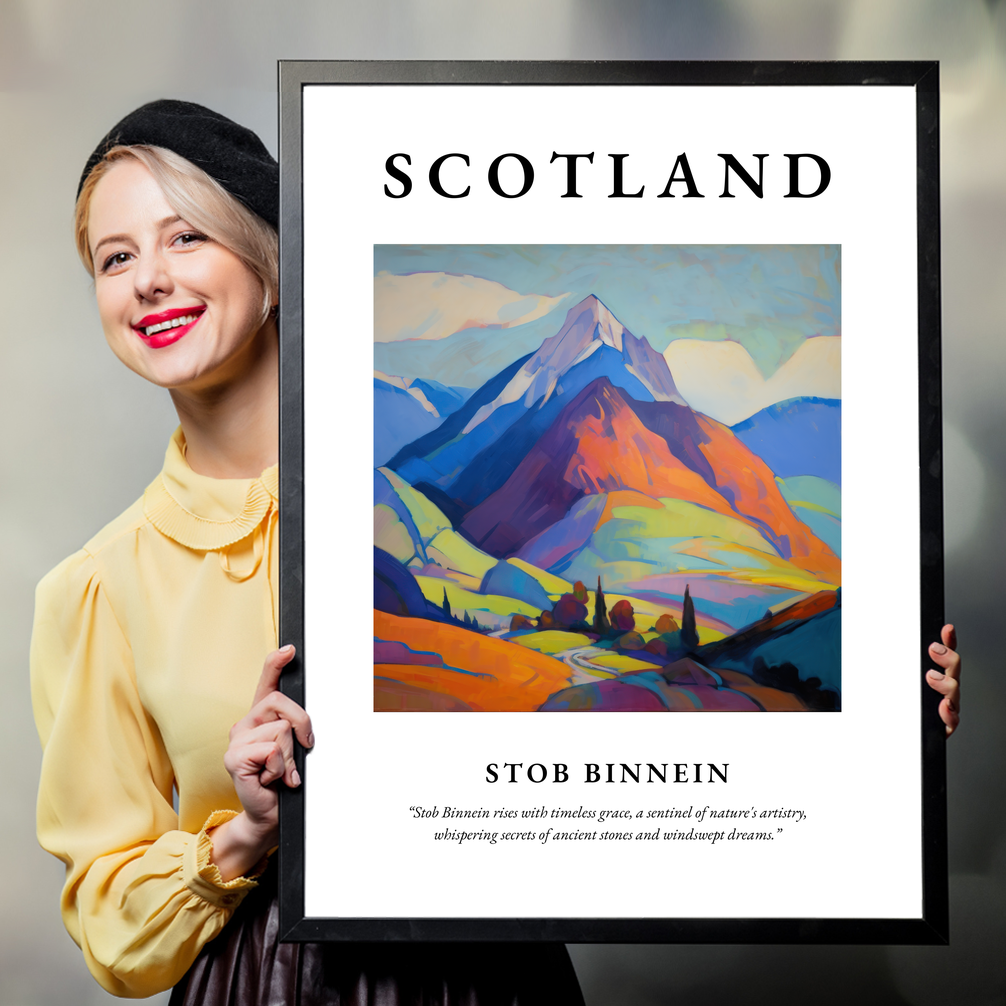 Person holding a poster of Stob Binnein