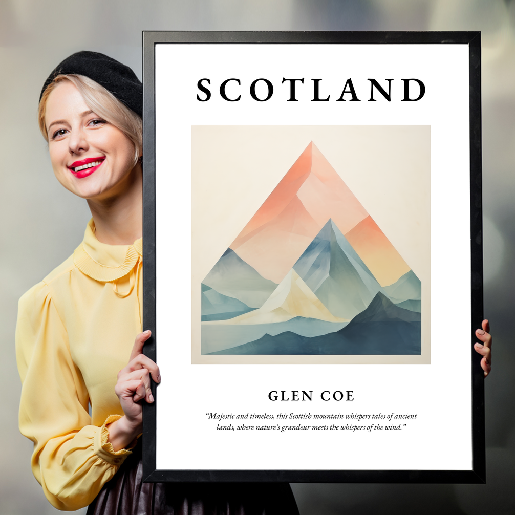 Person holding a poster of Glen Coe