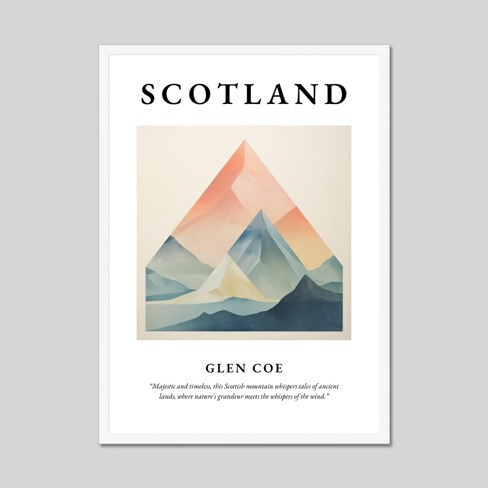 Poster in a white frame with the word Scotland