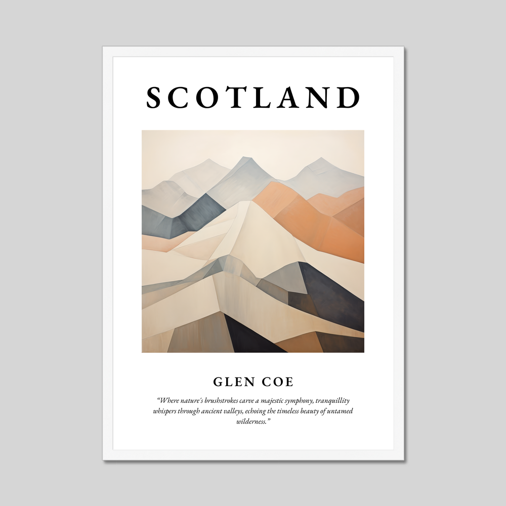 Poster in a white frame with the word Scotland