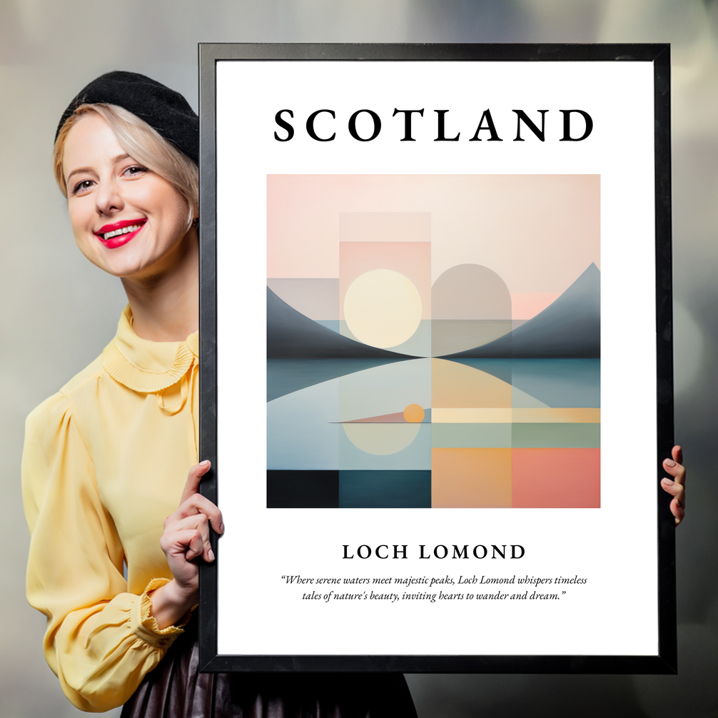 Person holding a poster of Loch Lomond