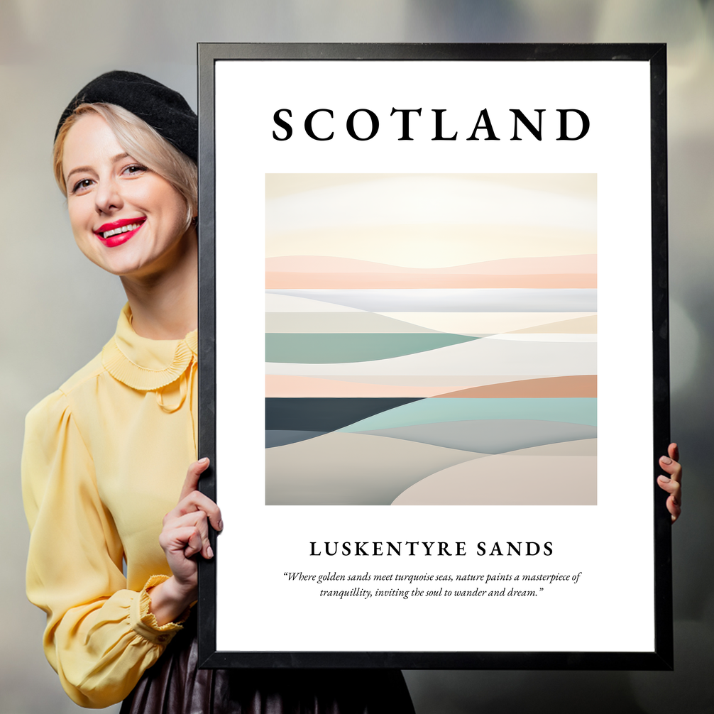 Person holding a poster of Luskentyre Sands