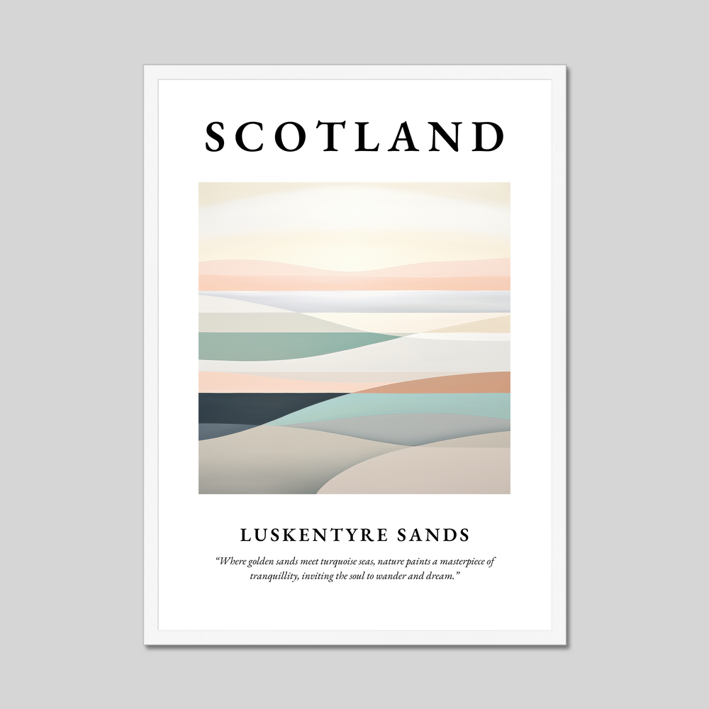 Poster in a white frame with the word Scotland