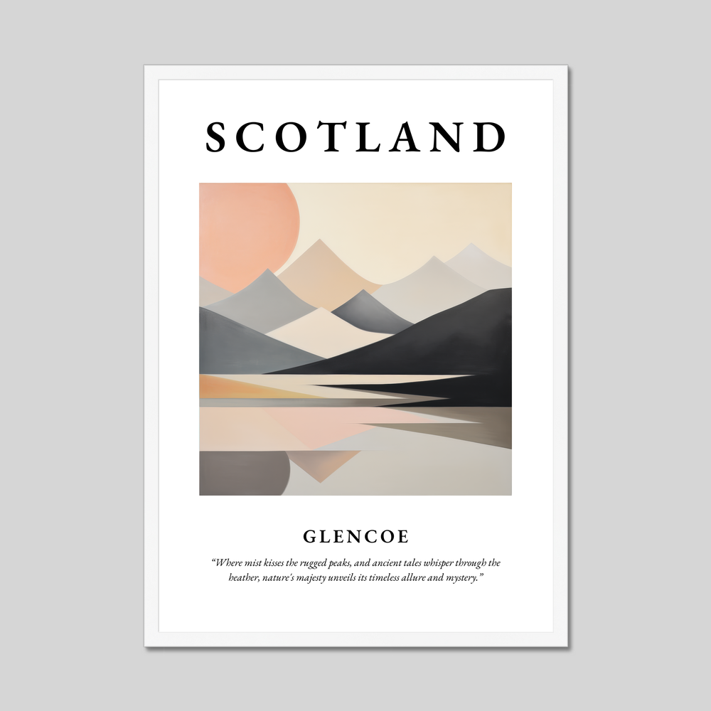 Poster in a white frame with the word Scotland