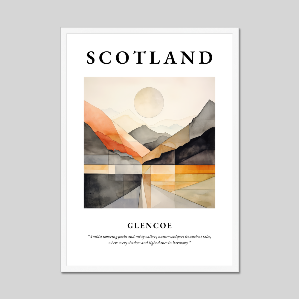 Poster in a white frame with the word Scotland