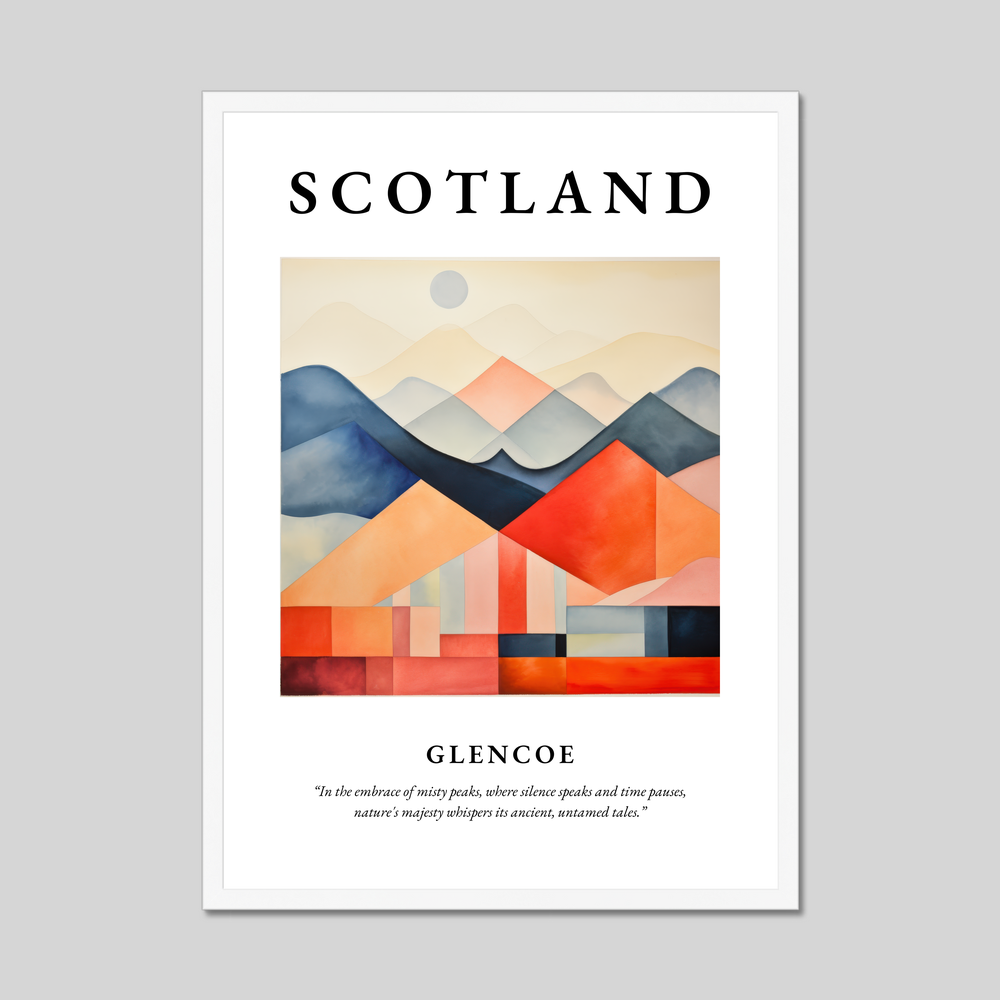 Poster in a white frame with the word Scotland