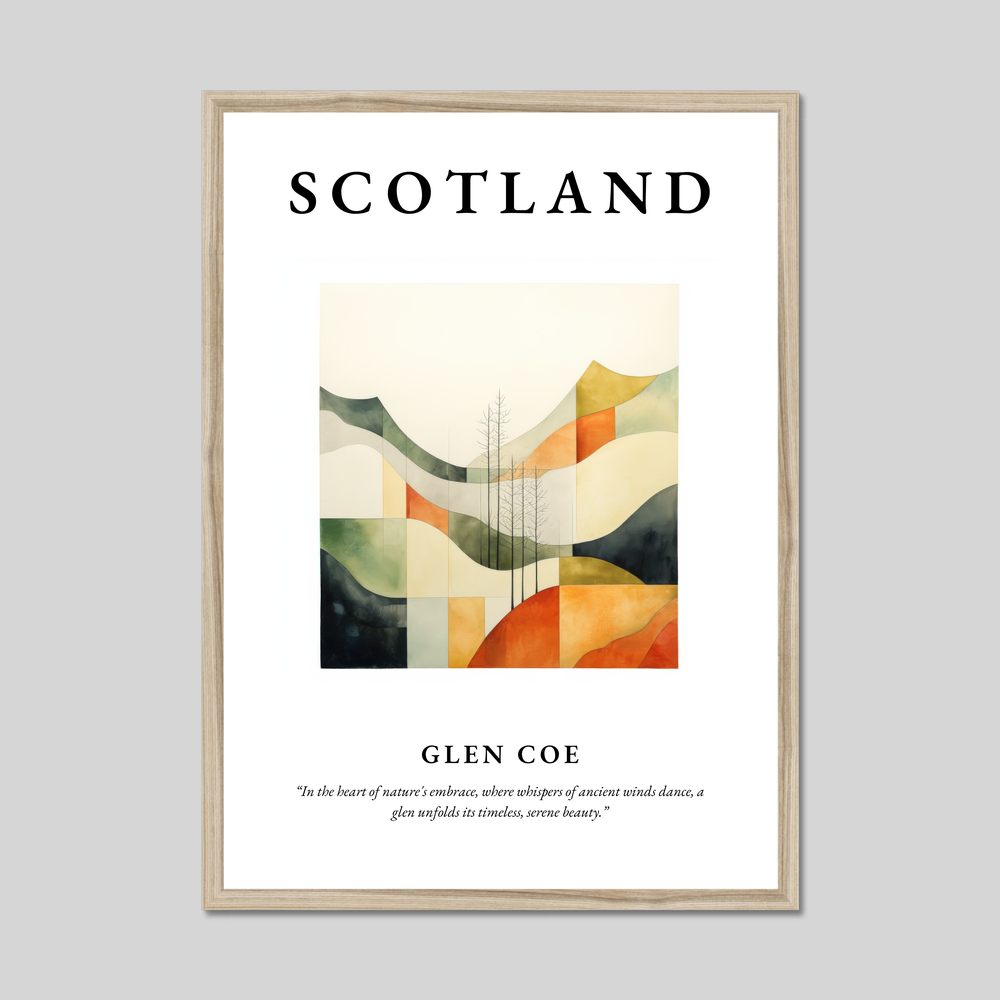 Poster in a natural frame with the word Scotland