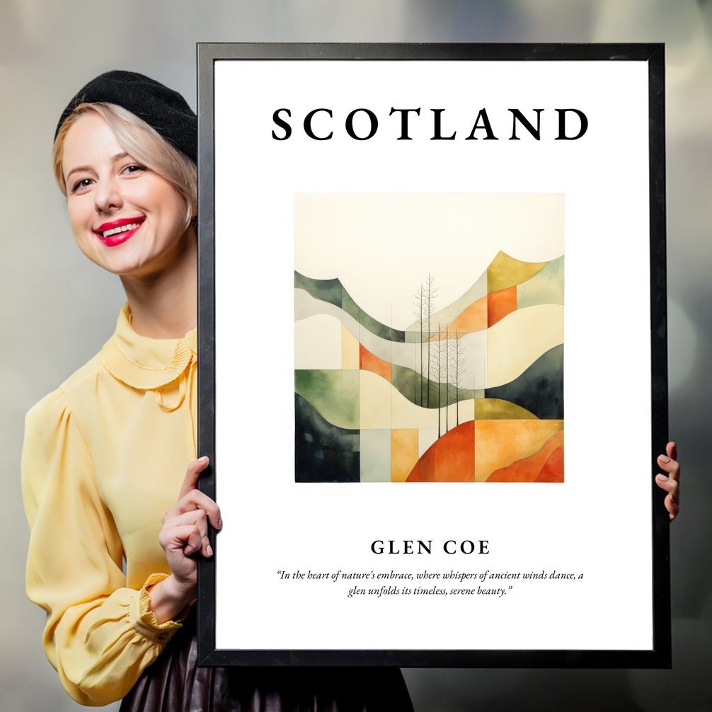 Person holding a poster of Glen Coe