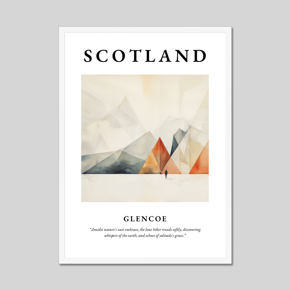 Poster in a white frame with the word Scotland