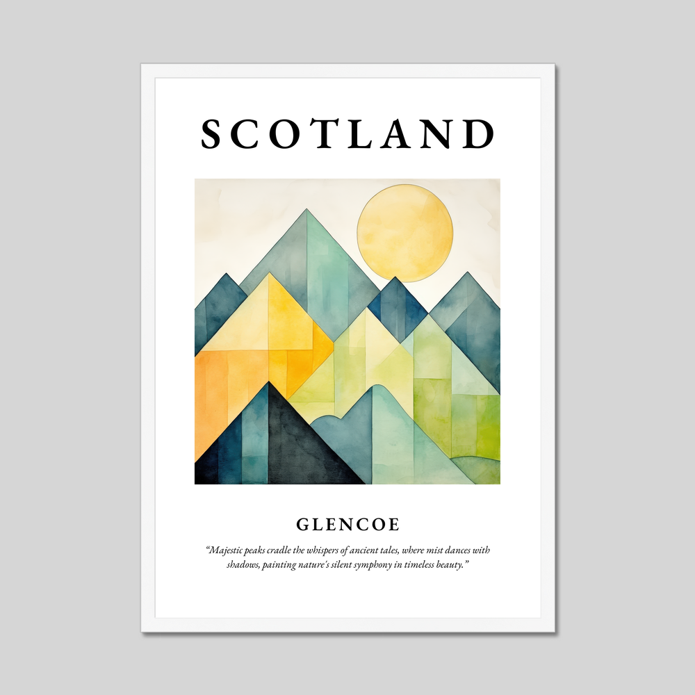 Poster in a white frame with the word Scotland