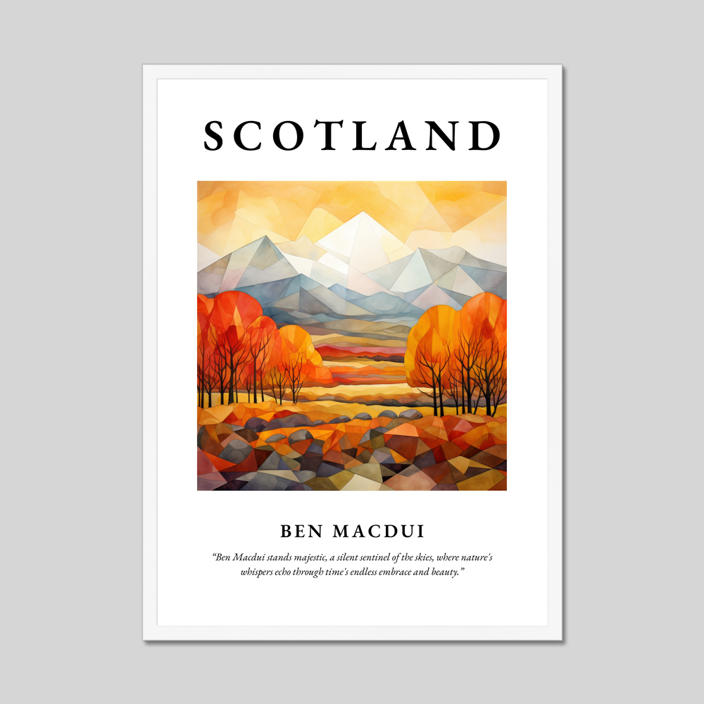 Poster in a white frame with the word Scotland