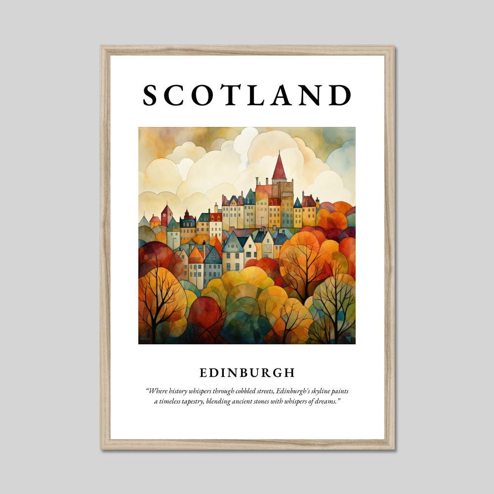 Poster in a natural frame with the word Scotland