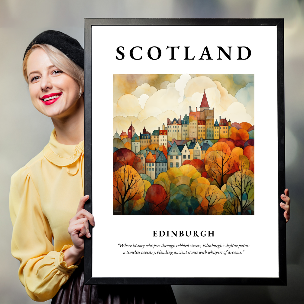 Person holding a poster of Edinburgh