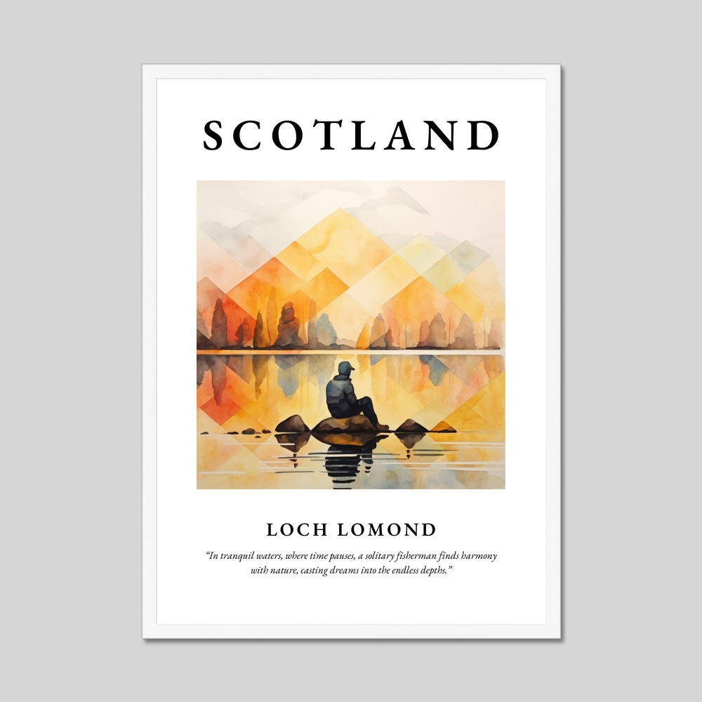 Poster in a white frame with the word Scotland