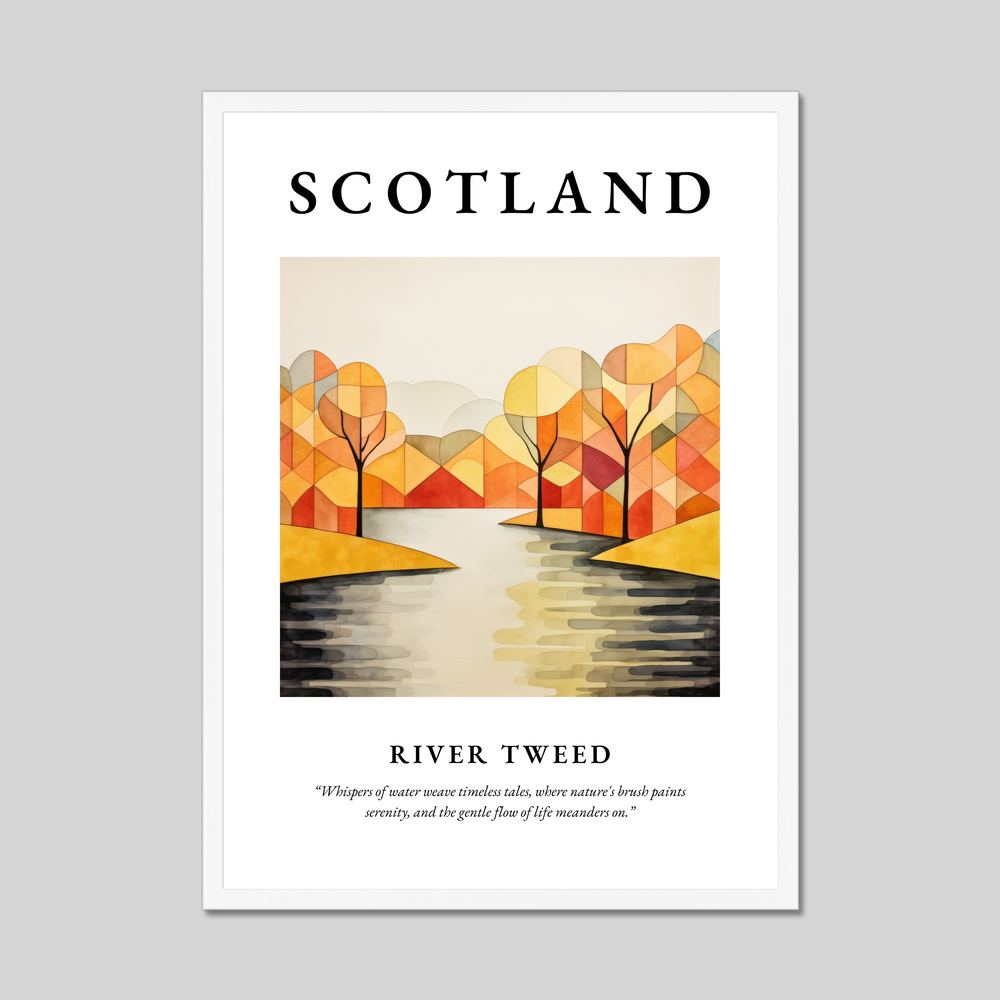 Poster in a white frame with the word Scotland