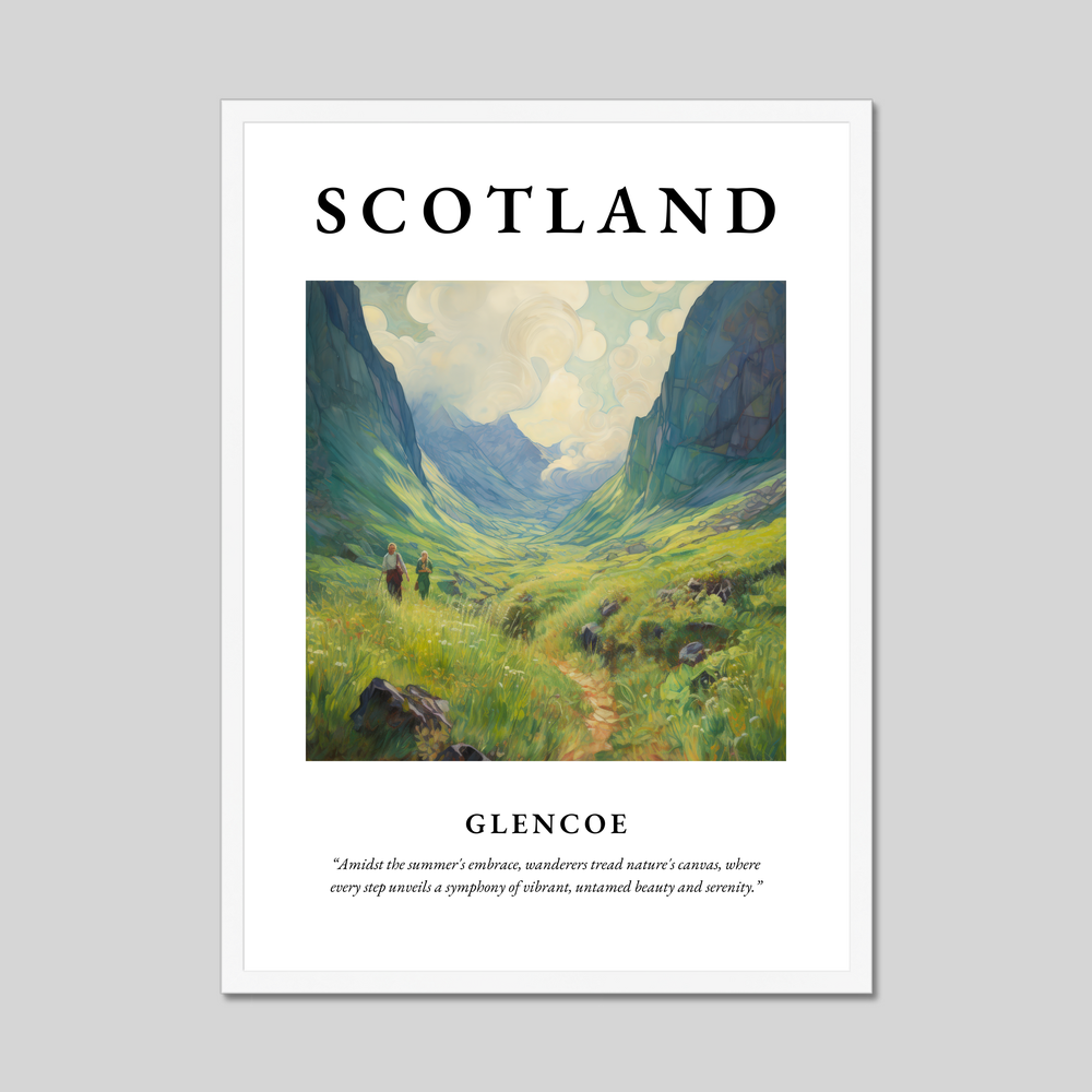 Poster in a white frame with the word Scotland