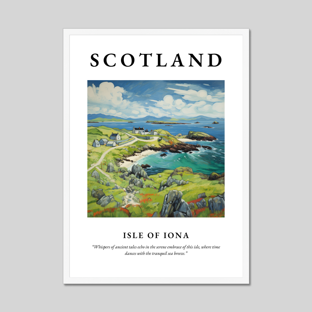 Poster in a white frame with the word Scotland