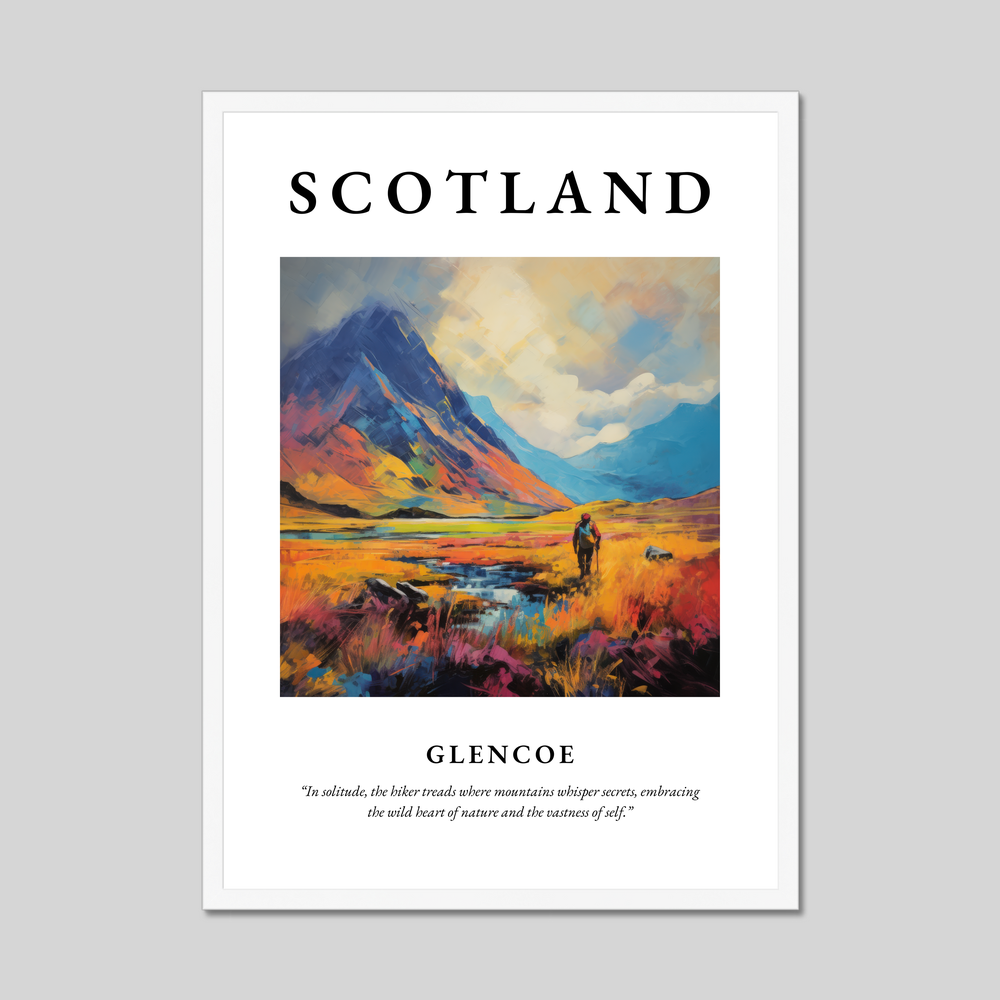 Poster in a white frame with the word Scotland