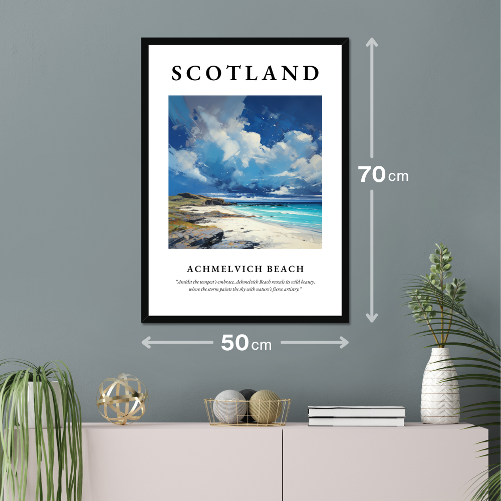 Poster of Achmelvich Beach hanging on a wall