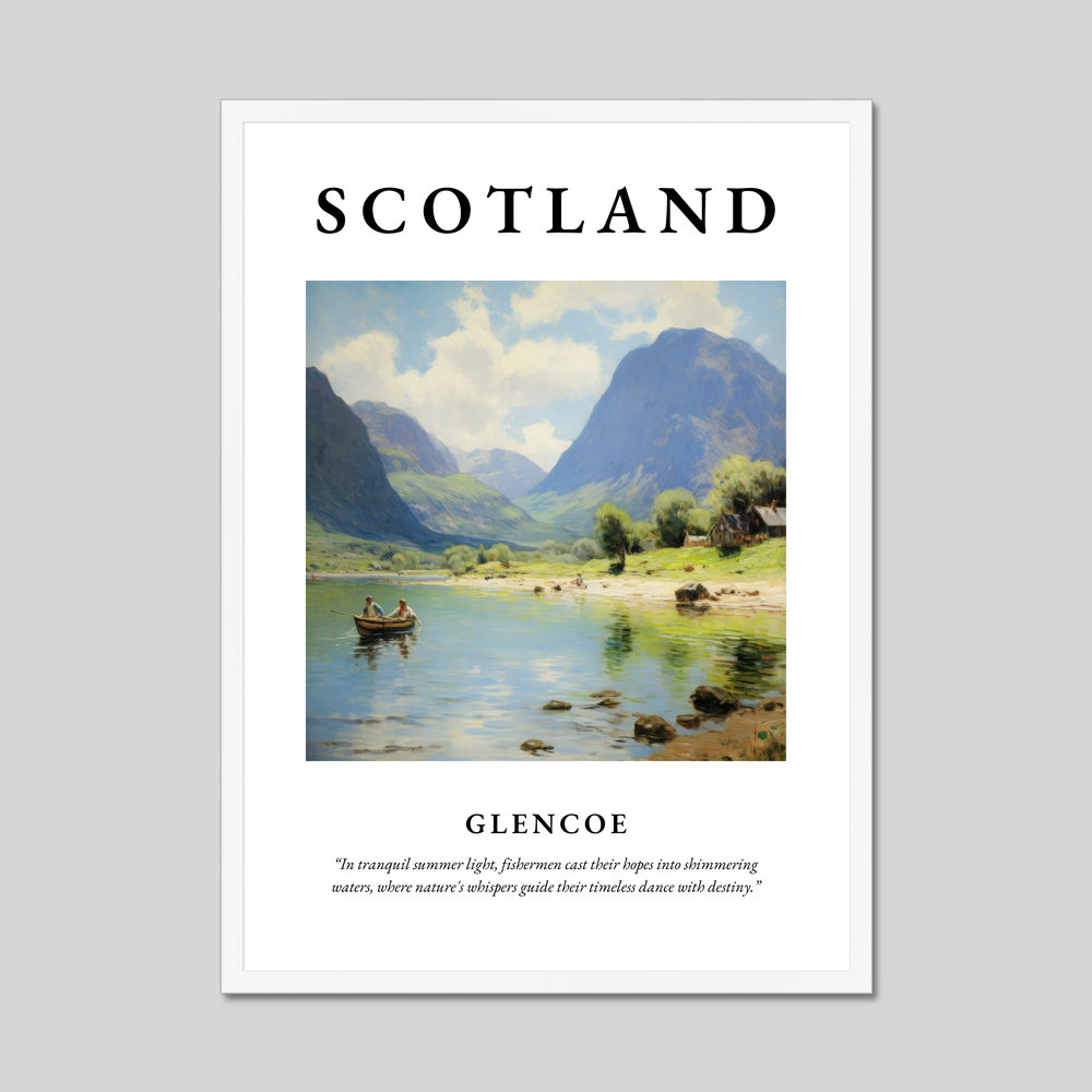 Poster in a white frame with the word Scotland