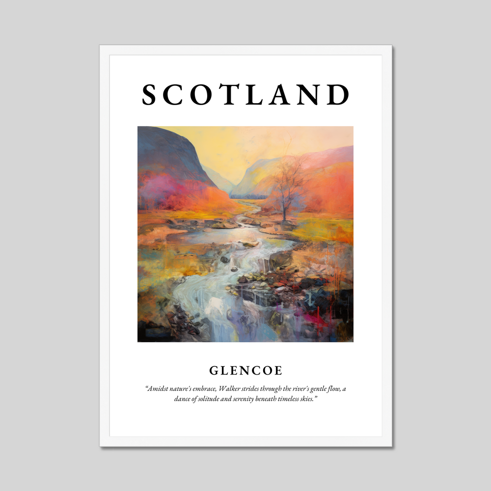 Poster in a white frame with the word Scotland