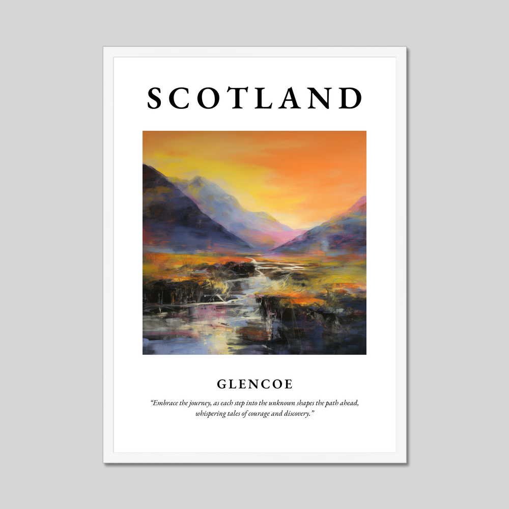 Poster in a white frame with the word Scotland