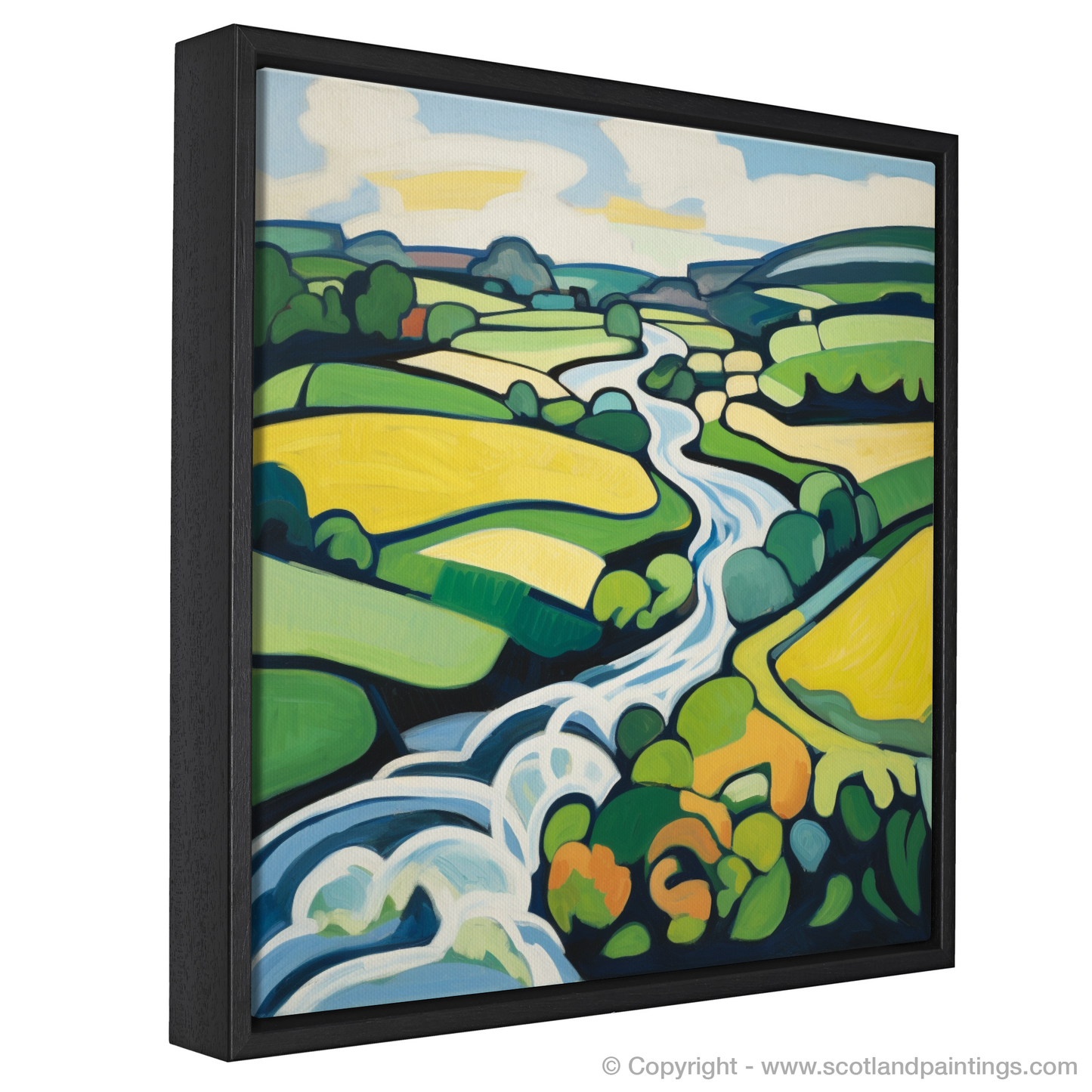 Painting and Art Print of River Tweed, Scottish Borders in summer. Summer Symphony on the River Tweed.