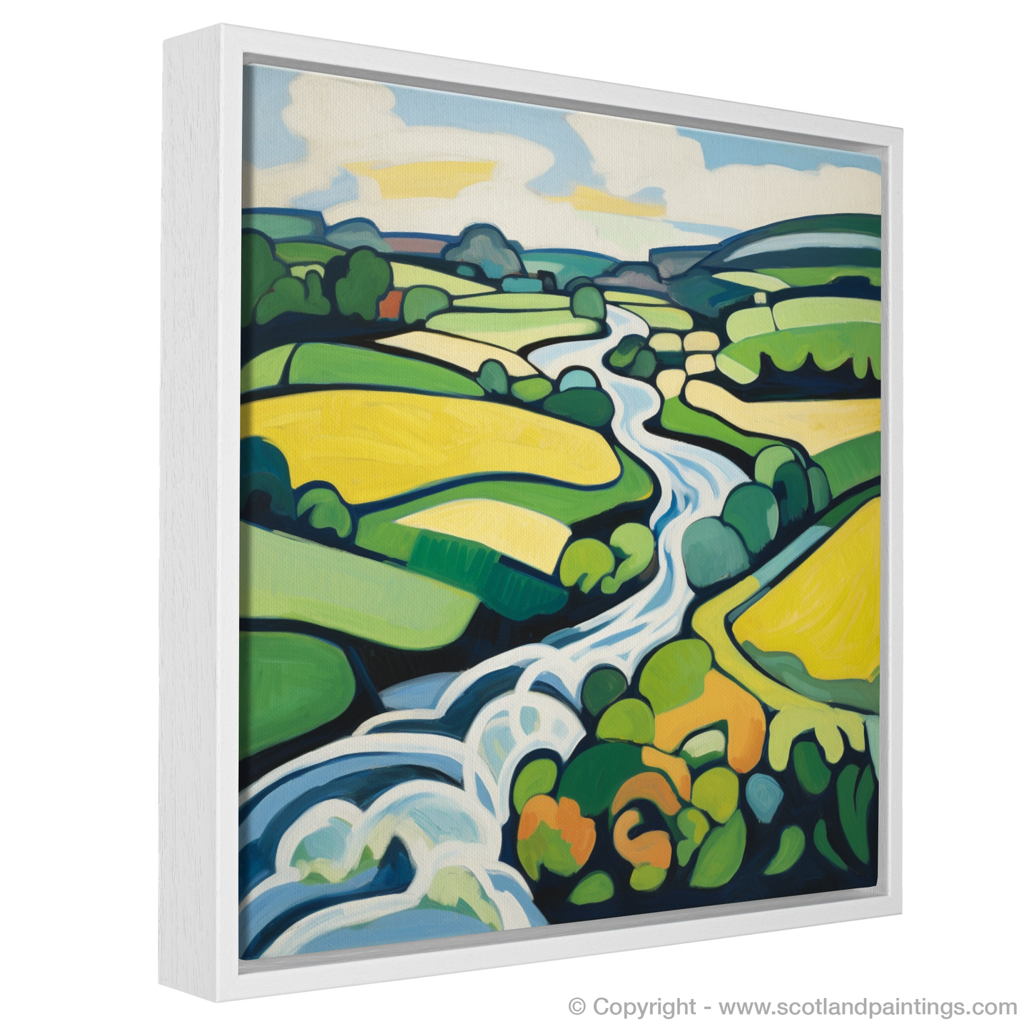 Painting and Art Print of River Tweed, Scottish Borders in summer. Summer Symphony on the River Tweed.