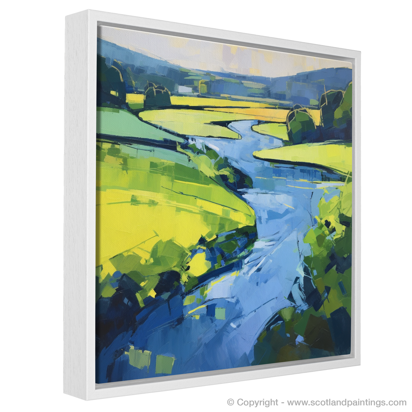 Painting and Art Print of River Tweed, Scottish Borders in summer entitled "Summer Serenade on the River Tweed".