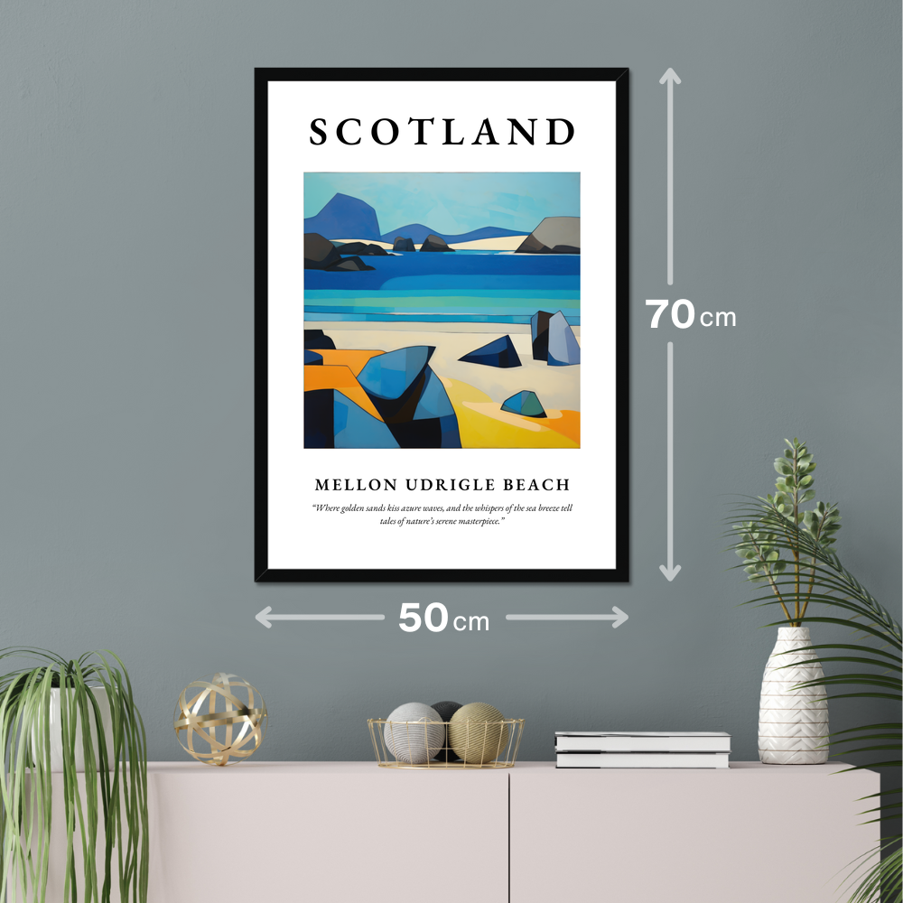Poster of Mellon Udrigle Beach hanging on a wall