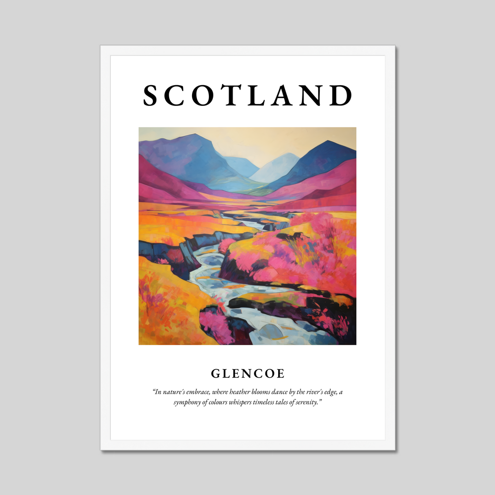 Poster in a white frame with the word Scotland