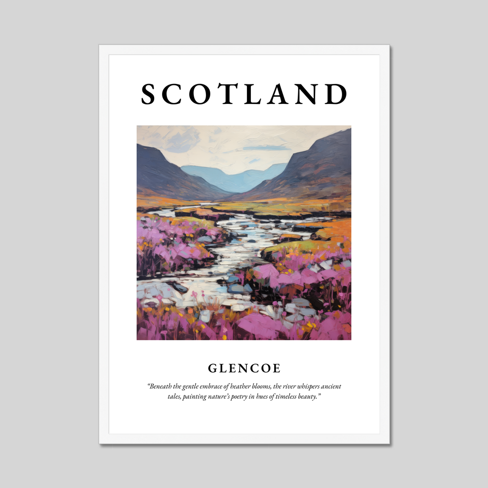 Poster in a white frame with the word Scotland