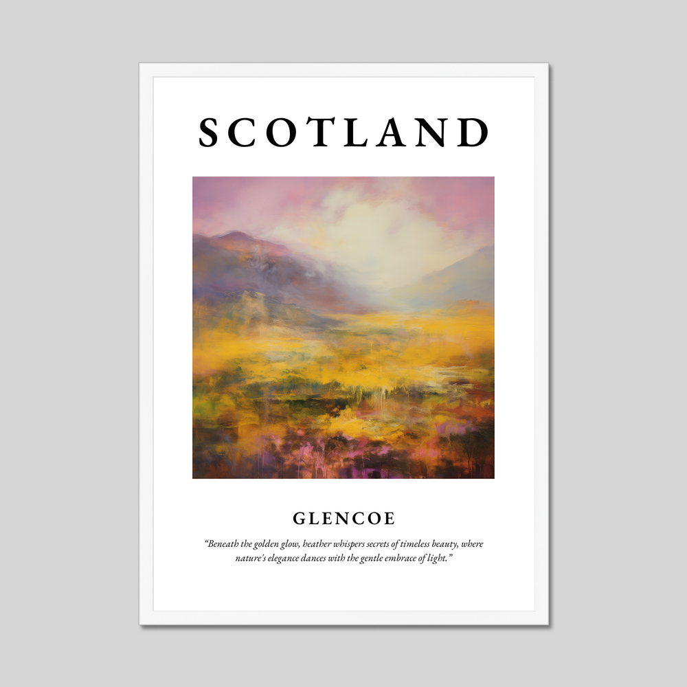 Poster in a white frame with the word Scotland